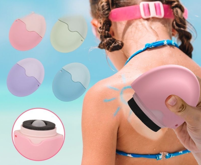 Silicone Lazy Applicator for Sunscreen and Lotion – Hands-Free Portable Makeup Tool with Sponge Roller
